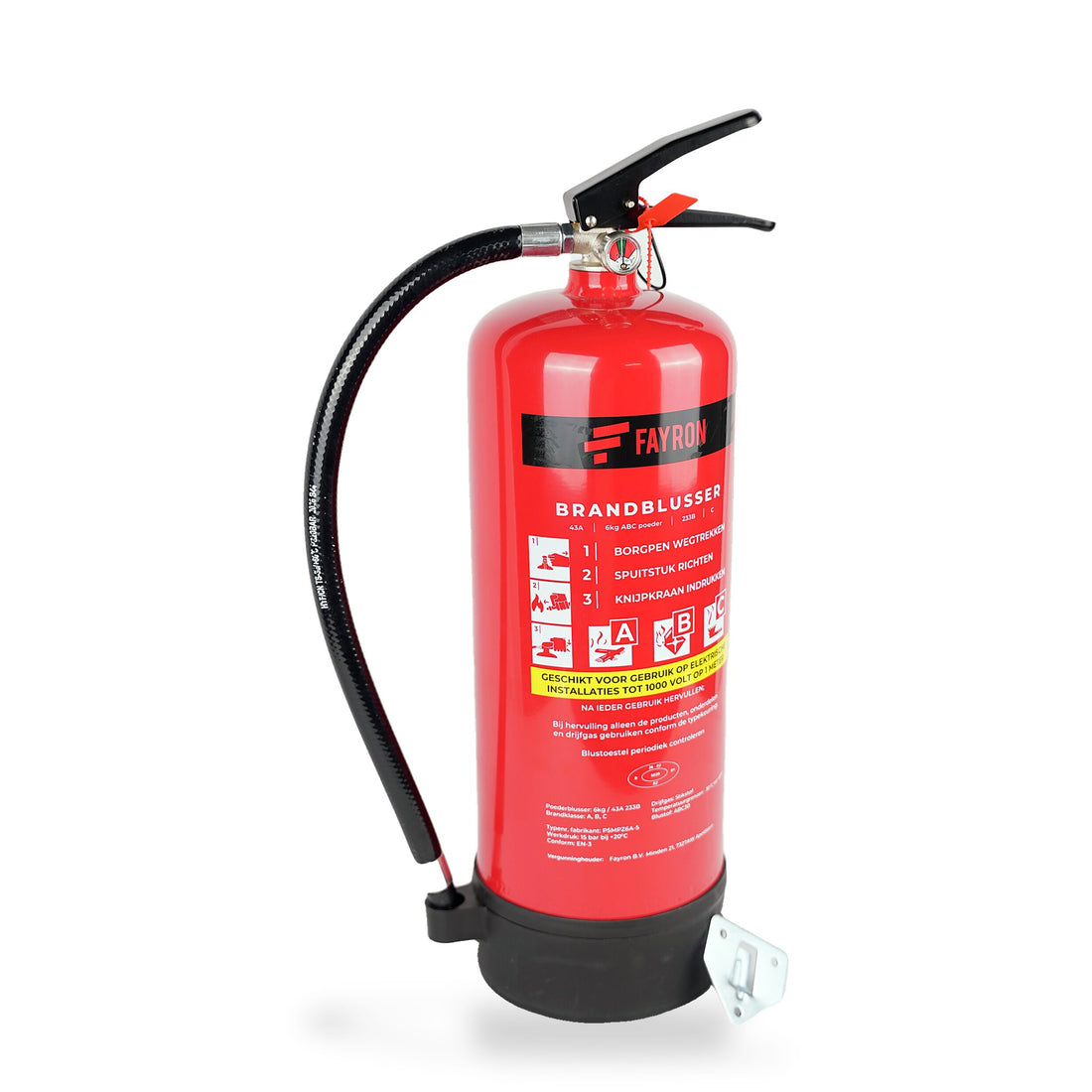 Fayron poederblusser PG6K 6 kg brandklasse A, B en C